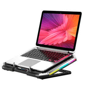 Cooler para Laptop Nuoxi Q8 Gamer, 6 ventiladores con Luz RGB - Negro