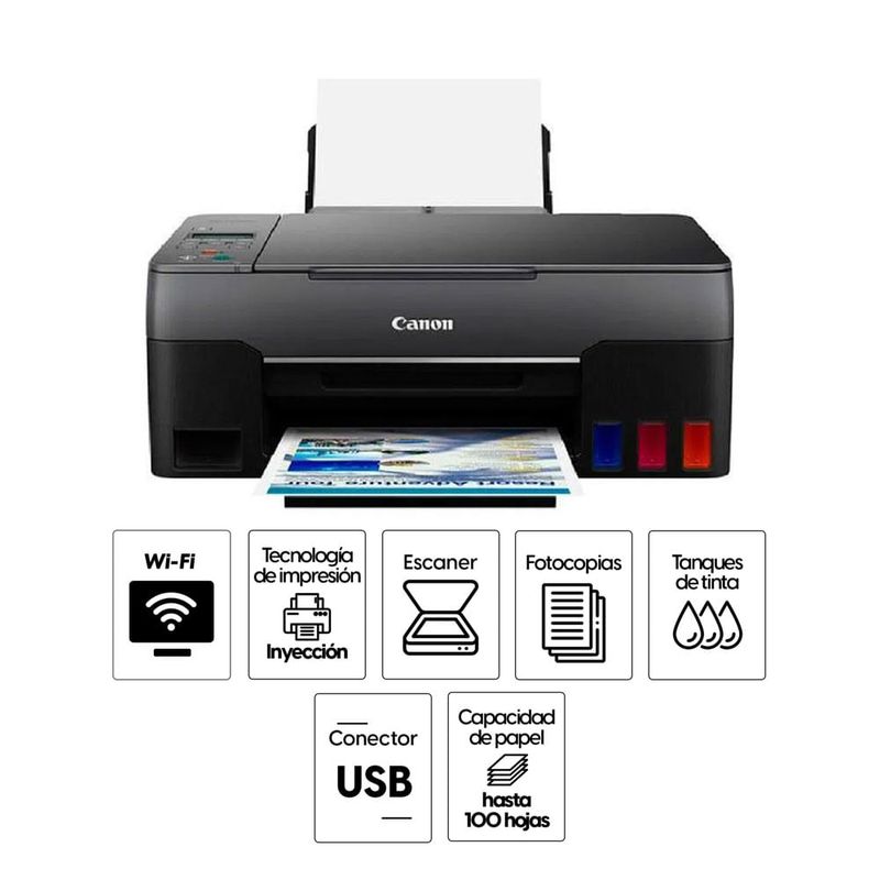 Canon Pixma G3160 multifunción wifi reemp. frontal especifiaciones