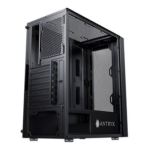 Gabinete Antryx Xtreme NC-253 Black, incluye una barra lateral ARGB, panel lateral de vidrio templado, con fuente B500w
