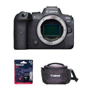 Cámara Canon EOS R6 body (solo cuerpo) + Memoria 64GB 4K + Estuche Canon