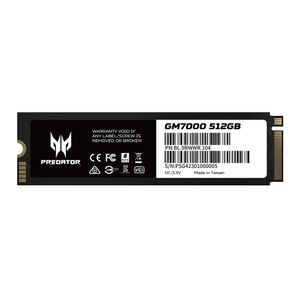 Unidad de estado sólido SSD Predator GM7000 512GB, M.2, PCIE4.0, C/DRAM, 7400MB/S