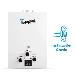 Terma a gas Flaming GN Rotoplas, flujo máximo 6 litros, encendido automático, blanco