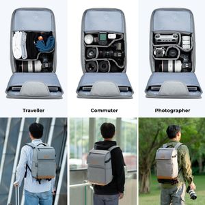 Mochila para cámara fotográfica K&F Concept  KF13.104v1 capacidad 22 litros, nylon, gris