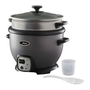 Olla arrocera Oster CKSTRC7030S 900w, 2.2 litros, recubrimiento antiadherente, gris
