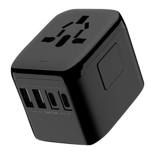 Cargador de viaje universal Roadtrip 2 puertos USB, 2 puertos USB Tipo-C, negro