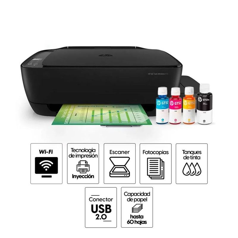 HP Ink Tank 415 multifunción inalámbrica reemp. frontal especificaciones