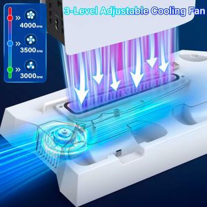 Soporte De Refrigeración Led Multifuncional Con Controlador De Carga Playstation 5 Slim Blanco