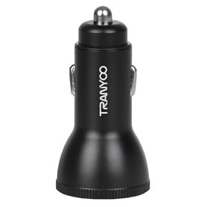 Cargador de auto 78W, 1 puerto USB, 2 puertos Tipo-C, negro
