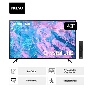 Smart TV Samsung 4K 43" LED, Crystal, Ultra HD, sistema Tizen OS integrado, 43DU7000G 2024