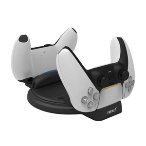 Cargador dual para consola y mandos de PS5 Mimd SND-465 2 puertos USB-C, ABS, negro
