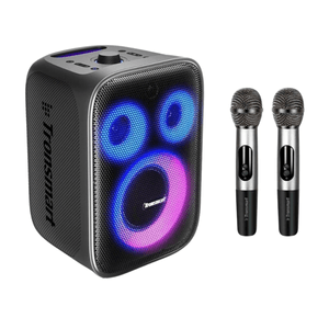 Parlante bluetooth Tronsmart Halo 200 120W, IPX4, luz LED, negro + 2 micrófonos