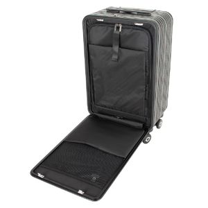 Maleta de cabina Around Belgrado, capacidad 35 litros, 4 ruedas dobles 360°, puerto USB, aluminio, negro