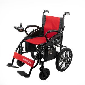 Silla de ruedas eléctrica First Care Premium 400W, autonomía 30km, carga máx. 120kg, rojo