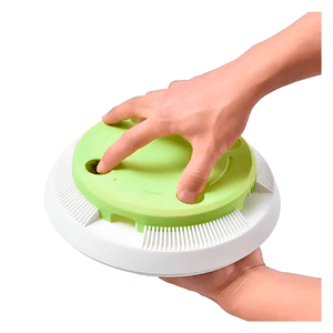 Juguete para Gatos Base Plato con Pluma Giratoria, Verde