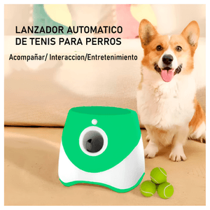 Lanzador Automático de Pelotas para Perros Incluye 3 Pelotas, Inalámbrico Verde