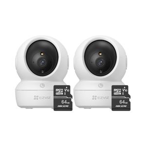 Kit de 2 Cámara De Seguridad Ezviz H6C Full HD + Micro SD 64gb Blanco