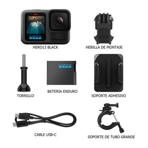 Cámara de acción GoPro Hero 13 Black Bundle (Cámara de acción + Large Tube Mount)