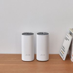 Sistema Wifi Mesh TP-Link Deco E4-2 Ac1200 pack x 2, doble banda, router y acces point, 2 puertos LAN, 2 antenas internas (reempacado)