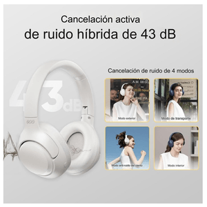 Audífonos con cancelación de ruido Qcy H3 micrófono incorporado, máx. 70 horas de reproducción, blanco