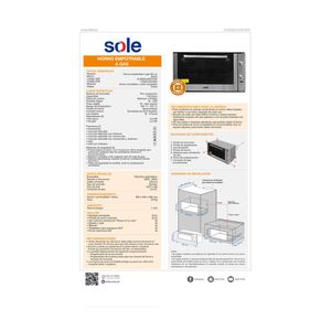 Horno empotrable Sole Full Touch 110 litros, 7 funciones, GLP, plateado