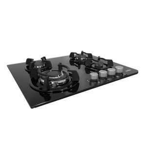 Encimera Sole Vidrio templado 60cm, 4 quemadores, negro S-SOLCO034