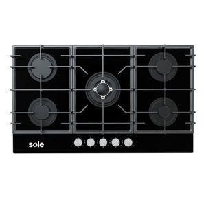 Encimera Sole S-SOLCO046V2 86 cm, vidrio templado, encendido eléctrico, negro