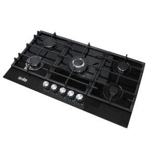 Encimera Sole S-SOLCO046V2 86 cm, vidrio templado, encendido eléctrico, negro