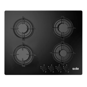 Encimera Sole S-SOLCO049S 60 cm, vidrio templado, encendido eléctrico, negro