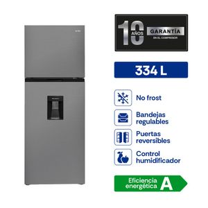 Refrigeradora Sole Milan TF 334 litros, No Frost, dispensador de agua, gris