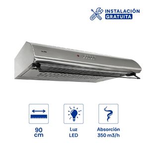 Campana extractora Sole Atenea 1 motor 150w, 90 cm, 3 niveles de absorción, plateado