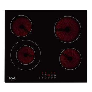 Encimera Sole S-SOLCO071 60 cm, vitrocerámica, 4 quemadores, eléctrica, negro