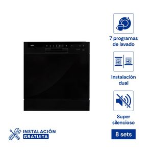 Lavaplatos Sole black 8 sets, negro