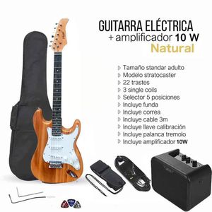 Guitarra Electrica Strato Natural + Amplificador Joyo MA-10E
