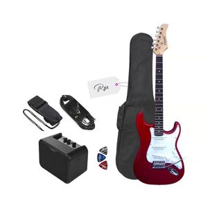 Guitarra eléctrica Vozzex Strato rojo + Amplificador Joyo MA-10E 10w, negro