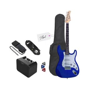 Guitarra eléctrica Vozzex Strato azul + Amplificador Joyo MA-10E 10w, negro