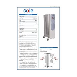 Estufa de aceite Sole 1500W, 7 celdas, gris