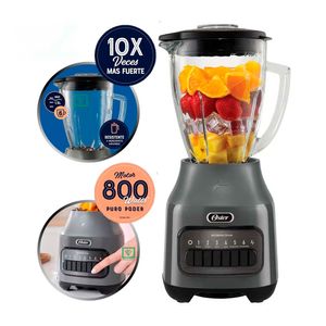 Licuadora Oster BLSTPEG GPB 800 w, 6 velocidades, con vaso de vidrio de 1.5 litros, gris