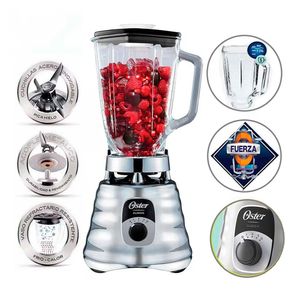 Licuadora clásica Oster BLST4655 1000w, 3 velocidades, con vaso de vidrio de 1.25 litros, cromada