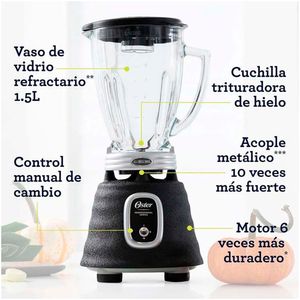 Licuadora Oster profesional BLSTBPST 700w, 1 velocidad, con vaso de vidrio de 1,5 litros, negro