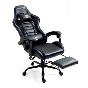 Silla Gamer con masajeador lumbar Playpro X1, base de metal, negro