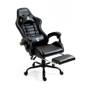 Silla Gamer con masajeador lumbar Playpro X1, base de metal, negro