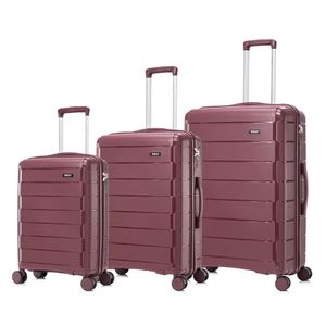 Maletas de viaje Set de 3 Dukap Monaco 51, 61 y 71 cm, 4 ruedas dobles, vino oscuro