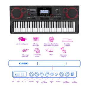 Pack avanzado: Teclado musical CT-X5000 61 teclas, 64 timbres,pantalla LCD, negro + Soporte + Funda + Adaptador