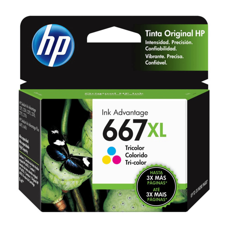 Cartucho tinta HP 667 XL tricolor 330 paginas frontal