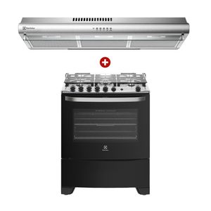 Combo Electrolux: Cocina Freestanding 76USM 5 quemadores triple llama, a gas + Campana extractora empotrable EJSE302TBJS 80 cm, 125w, 3 velocidades