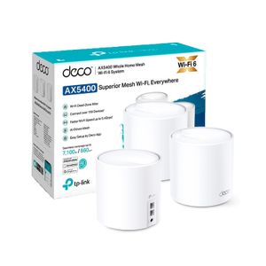 Sistema Wifi Mesh TP-Link Deco X60 AX5400 pack x3, doble banda, router y acces point, 2 puertos LAN, 4 antenas