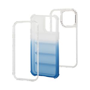 Case para iPhone 13/14/15, Protección 360 acabado puffer, degradado azul