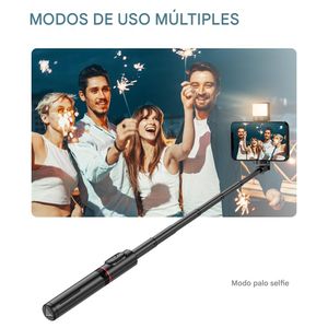 Selfie Stick G Mobile Q12S trípode, plegable, con control remoto bluetooth y con luz, extendible hasta 70 cm, negro