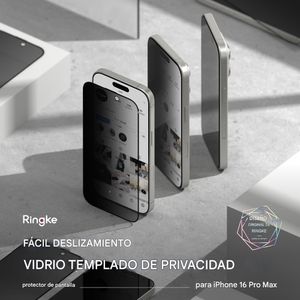 Protector de pantalla anti espía para iPhone 16 Pro Max, easy slide con instalador, 2 unidades