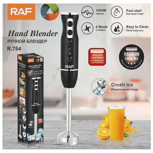 Batidora de mano inmersión RAF R.784 1600W, 2 velocidades, capacidad 0.5 litros, negro